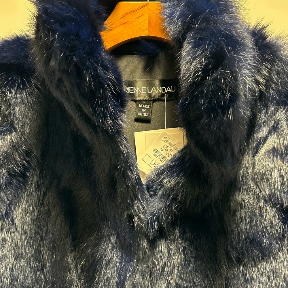 Adrienne Landau Midnight Blue Fur Vest